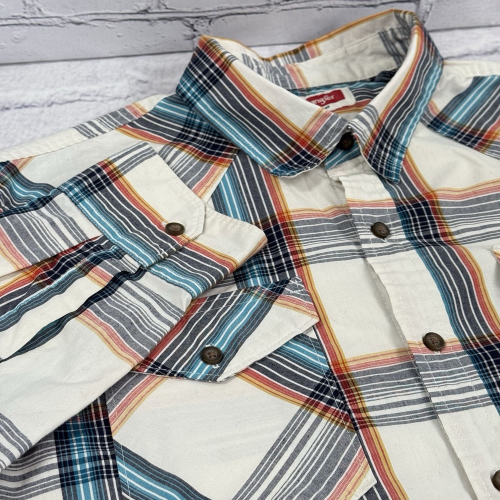 Wrangler Western Mens Shirt Size L Plaid Button Front Cowboy Multicolor Stretch - Picture 9 of 16